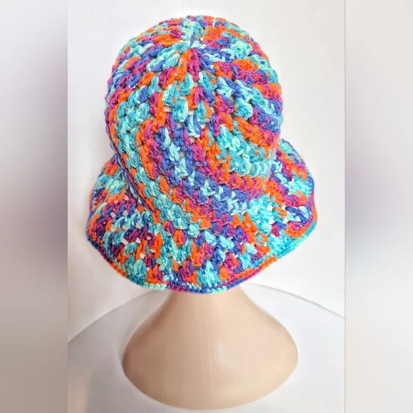 NEW, Crochet sunny bucket hat, 100% cotton, handmade - Picture 4 of 6